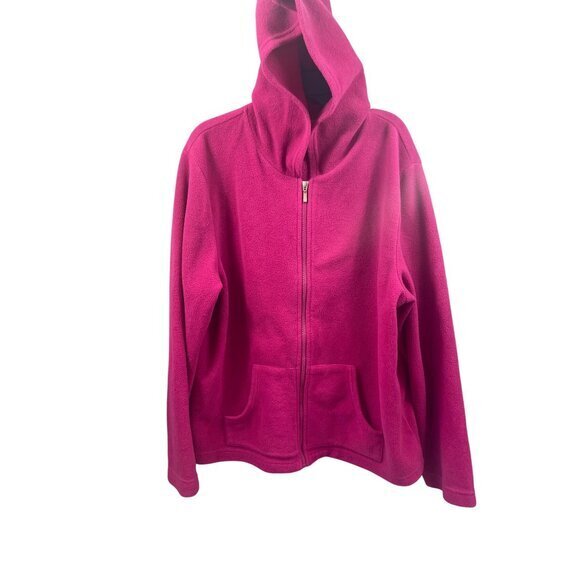 Hoodie Full Zip Jacket Womens Pink Pockets Warm Comfy Casual - Picture 1 of 13